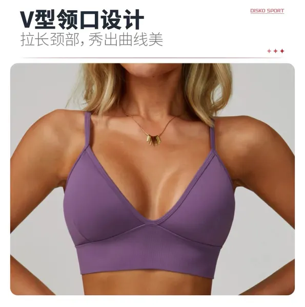 Design AIO Yoga Outls V-Neck Sports Bra Navy Blue Activewear - 15