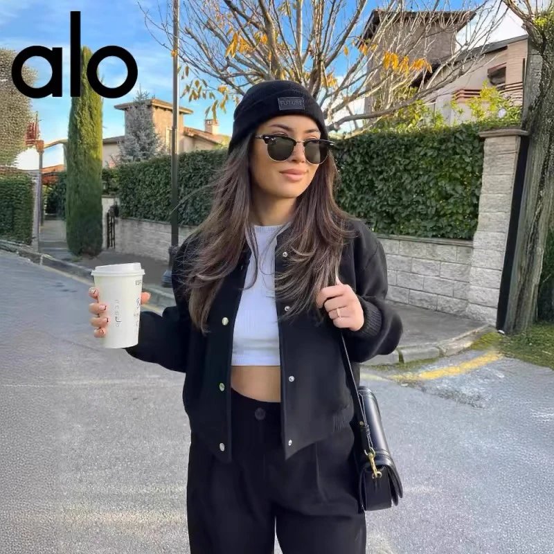 Alo Yoga Jackets Cropped snap-button bomber jacket image 5