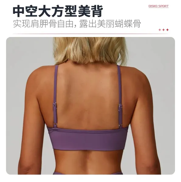 Design AIO Yoga Outls V-Neck Sports Bra Navy Blue Activewear - 16