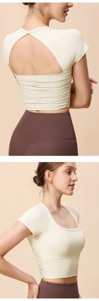 Alo Square Neck Crop Top Light Blue Activewear - 17