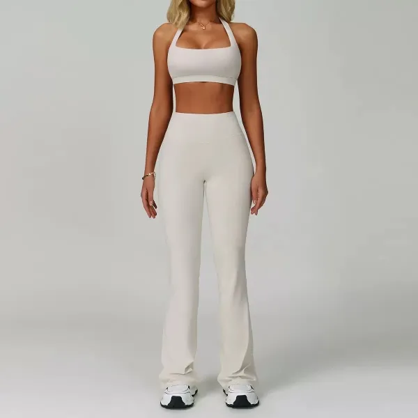 Alo Yoga High-Waisted Flare Leggings White Activewear Set - 1