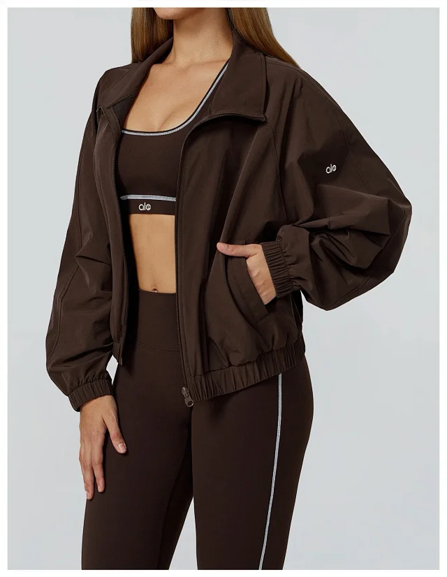 Alo Yoga Jackets Cropped Zip-Up Jacket with Stand Collar product detail image 32