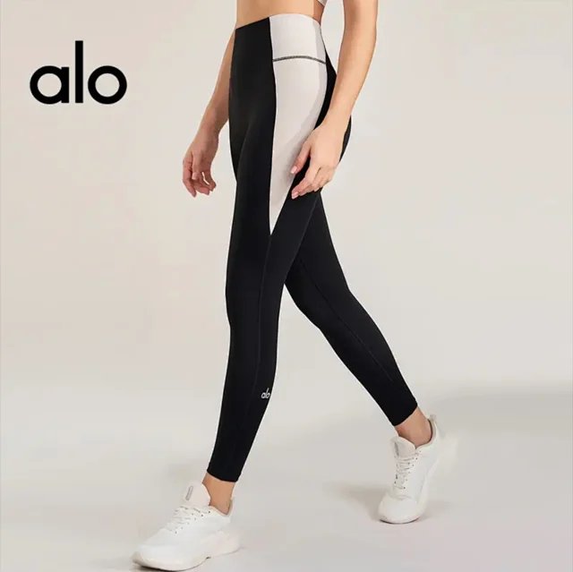 Alo Yoga Trousers High-Waisted Contrast-Panel Leggings product detail image 1