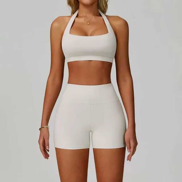 Alo Yoga Matching Sets Halter sports bra and high-waisted bottoms set product detail image 5