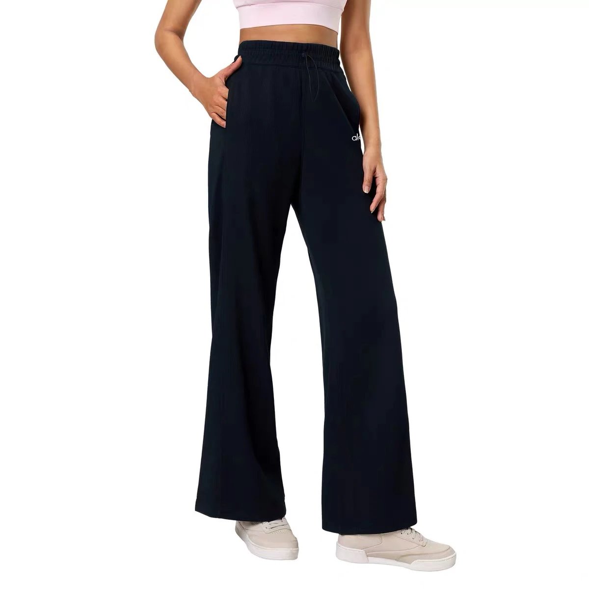 Alo Trousers Ribbed drawstring wide-leg image 3