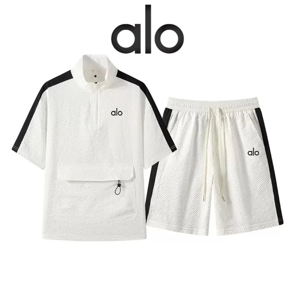 Alo Half-Zip Performance Set White / Black - 2