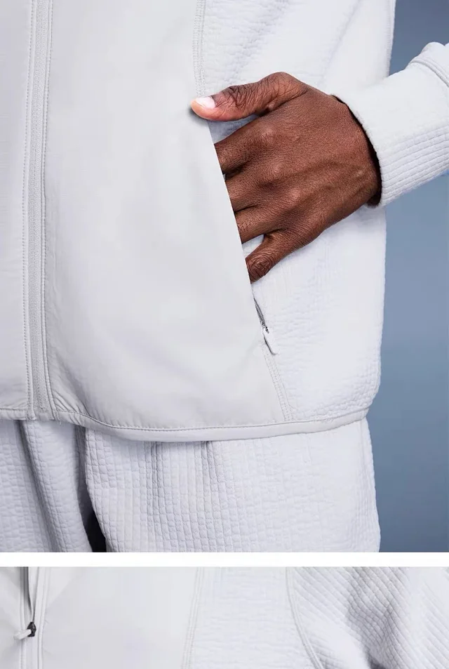Alo Jackets Full-Zip High-Collar Jacket with Textured Sleeves product detail image 22