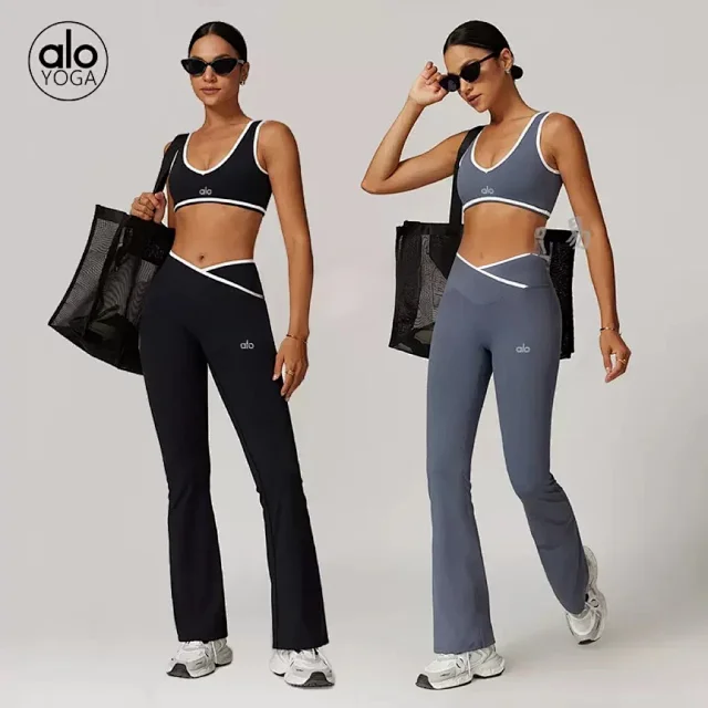 Alo Yoga Shorts High-waisted contrast crossover waistband biker product detail image 1