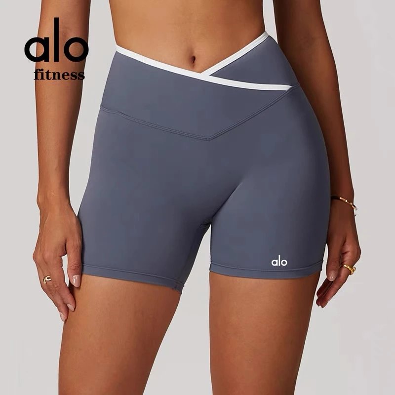 Alo Yoga Shorts High-waisted contrast crossover waistband biker image 12