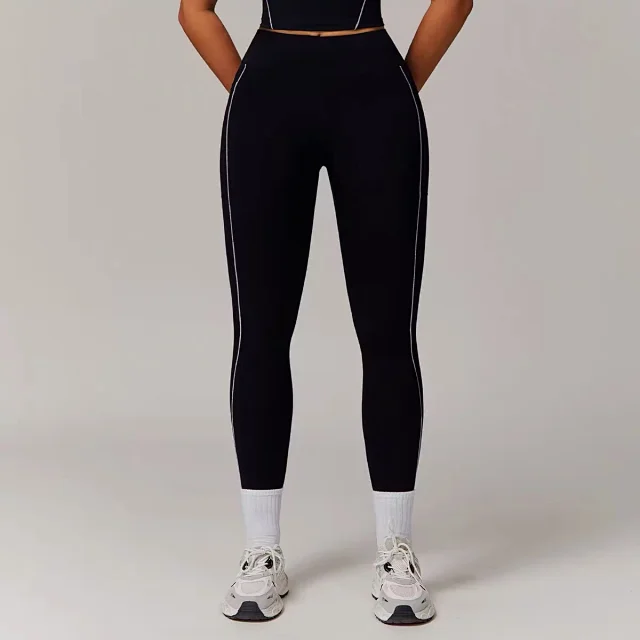 Alo Yoga Trousers High-Waisted Side-Pocket Contrast-Piping Leggings product detail image 3