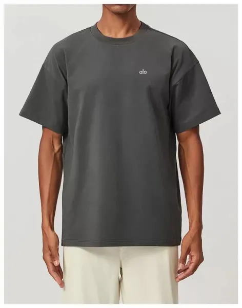 Alo Yoga Essential Relaxed Fit Charcoal T-Shirt - 19