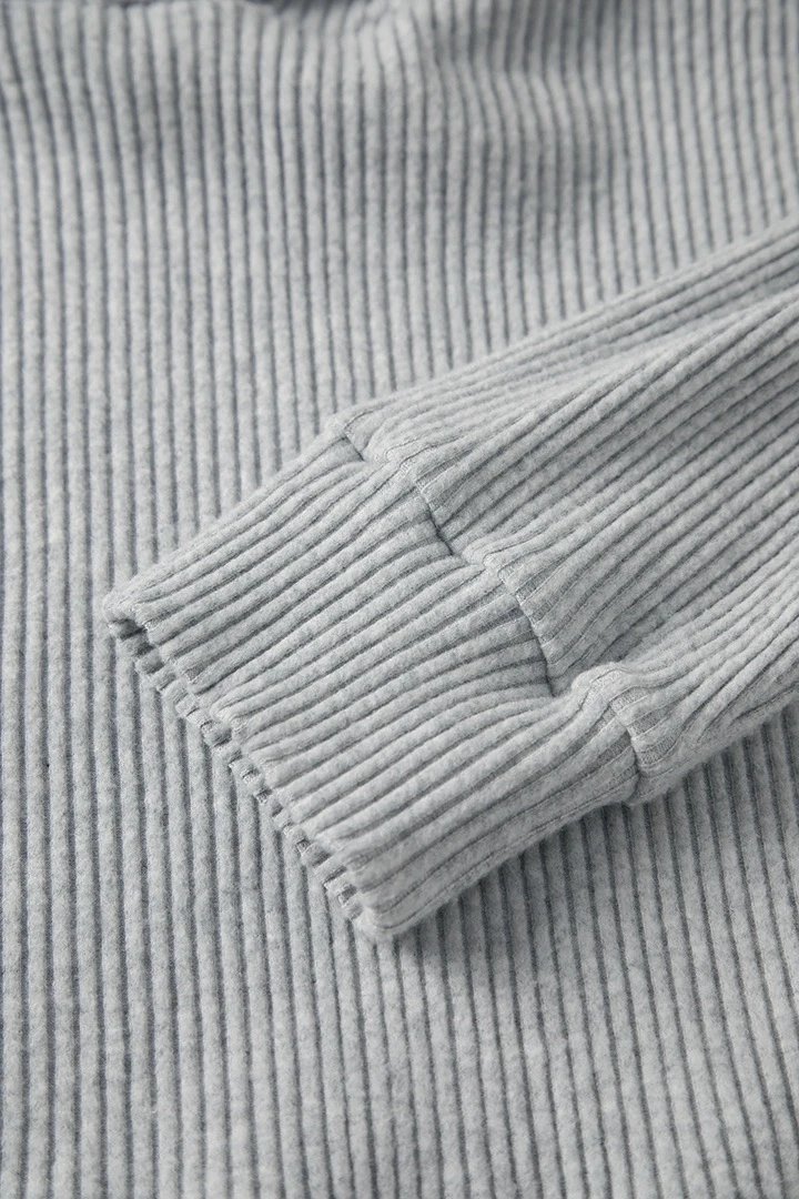Alo Ribbed Cropped Hoodie and Sweatpants Set Gray - 17