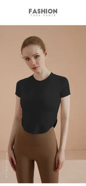 Design Ribbed Cropped T-Shirt Yellow - 21