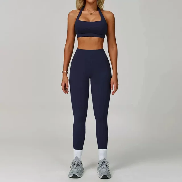 Alo Yoga Matching Sets Halter sports bra and high-waisted bottoms set product detail image 12