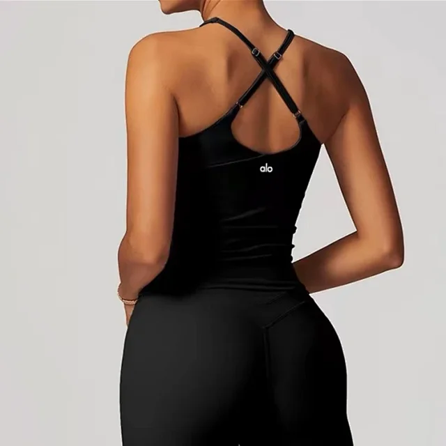 Alo Yoga Underwear Women’s strappy cross-back padded sports bra tank product detail image 7