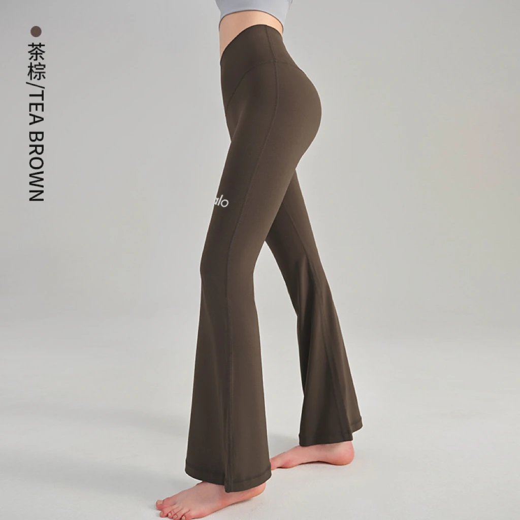 Alo Yoga Trousers High-Waisted Flared Pants — Tea brown