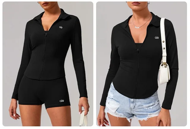 Alo Yoga Jackets Fitted full-zip stand-collar jacket product detail image 30