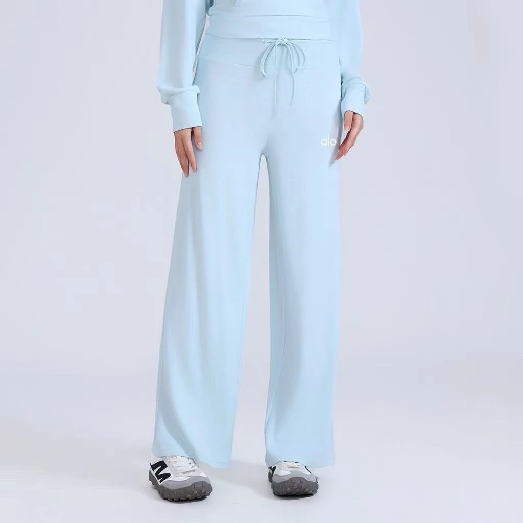 Alo Trousers Wide-Leg Drawstring — Azure blue