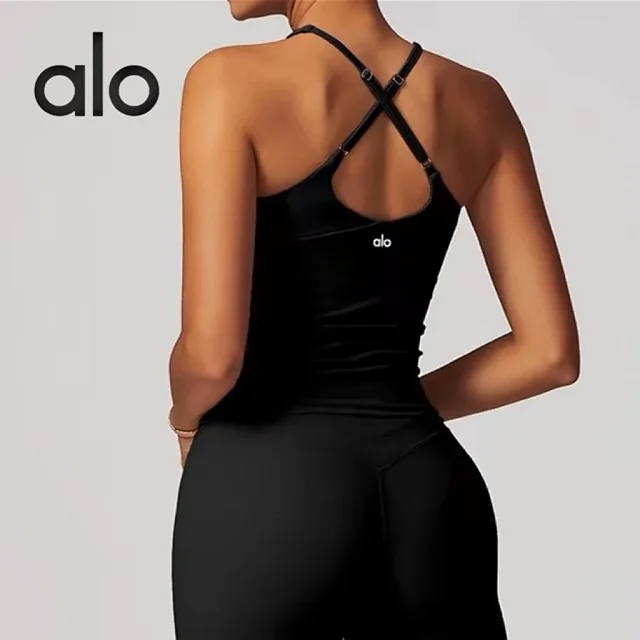 Alo Yoga Underwear Women’s strappy cross-back padded sports bra tank product detail image 3