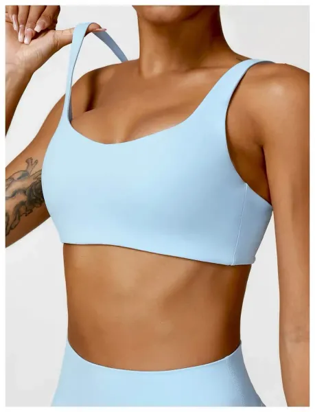 Design Square-Neck Sports Bra in Pink Activewear - 20