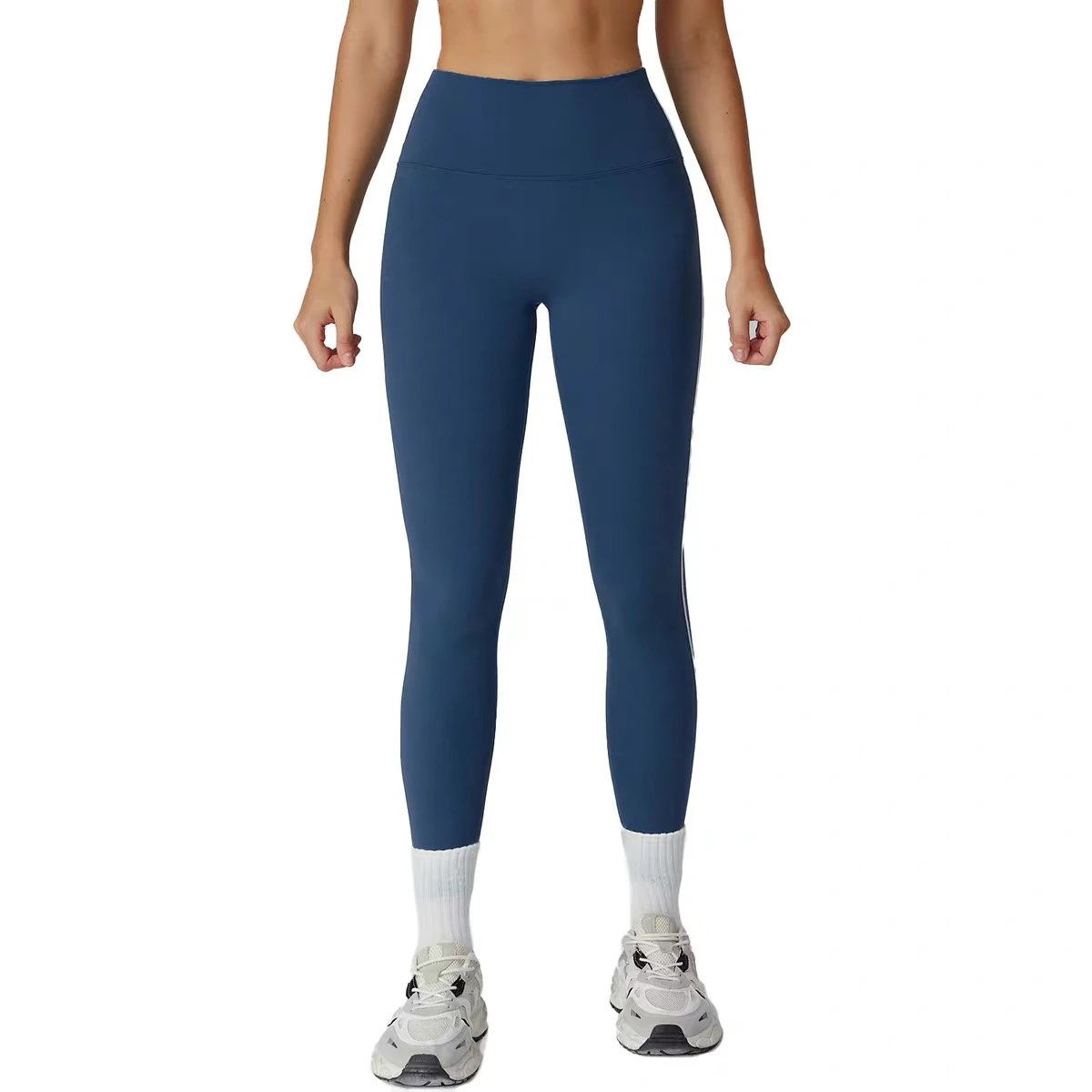 Alo Trousers High-waisted ankle-length leggings with contrast side piping image 5