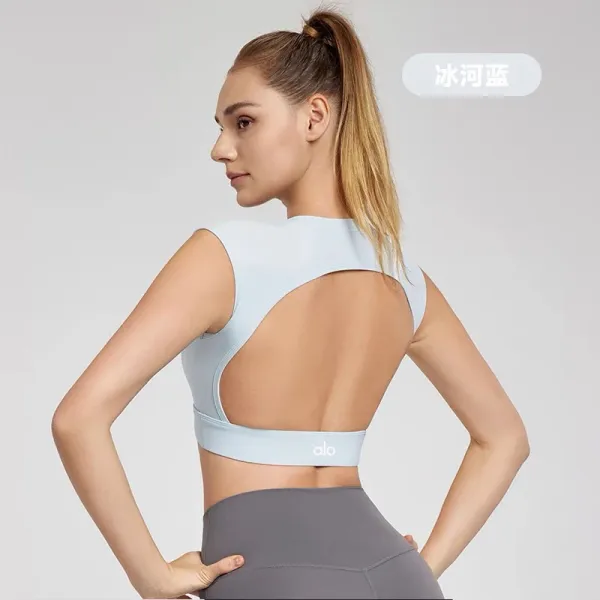 Alo Yoga Open Back Sports Bra Plum Activewear - 8