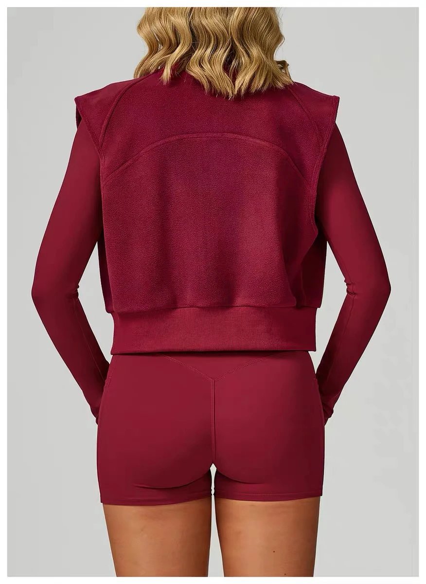 Alo Fleece Crop Jacket Pink Activewear Outerwear - 18