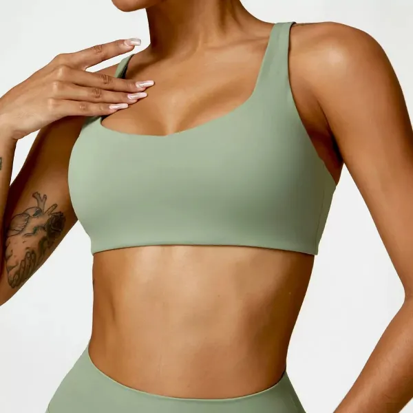 Design Square-Neck Sports Bra in Pink Activewear - 10