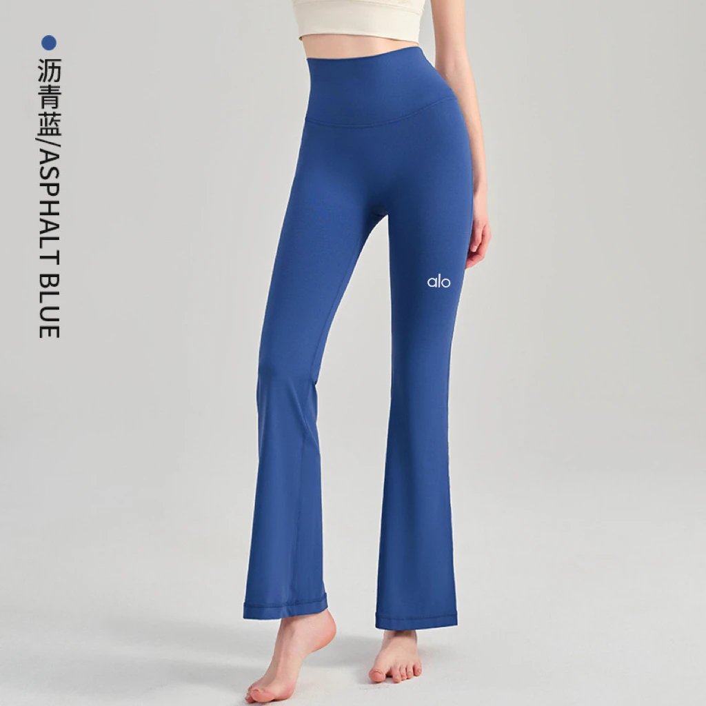 Alo Yoga Trousers High-Waisted Flared Pants — Asphalt blue
