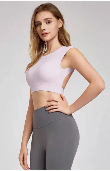 Alo Yoga Open Back Sports Bra Plum Activewear - 27