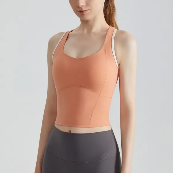 Design Sports Bra Top Peach with White Trim Activewear - 1