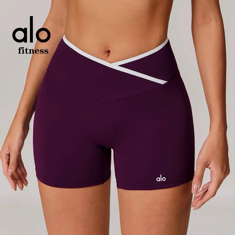 Alo Yoga Shorts High-waisted contrast crossover waistband biker image 8