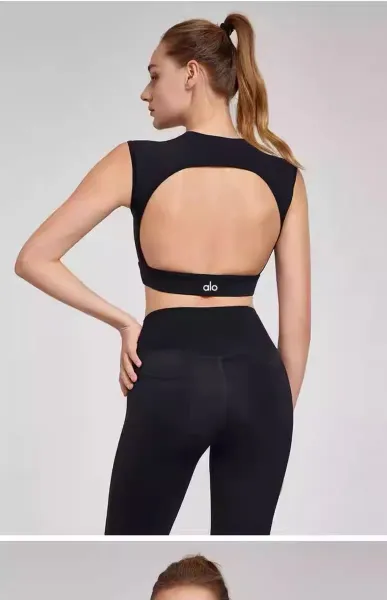 Alo Yoga Open Back Sports Bra Plum Activewear - 28
