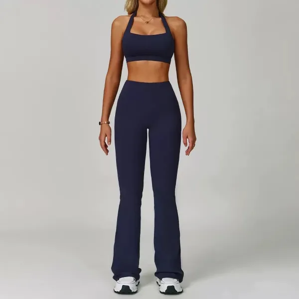 Alo Yoga High-Waisted Flare Leggings Navy Activewear Set - 1