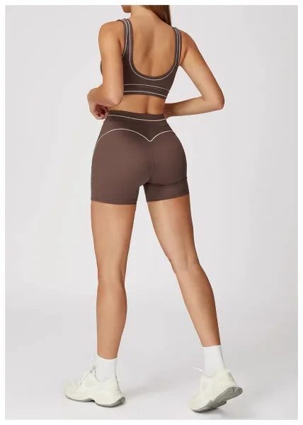 Alo Yoga Seamless Ribbed Sports Bra Burgundy Activewear Set - 35