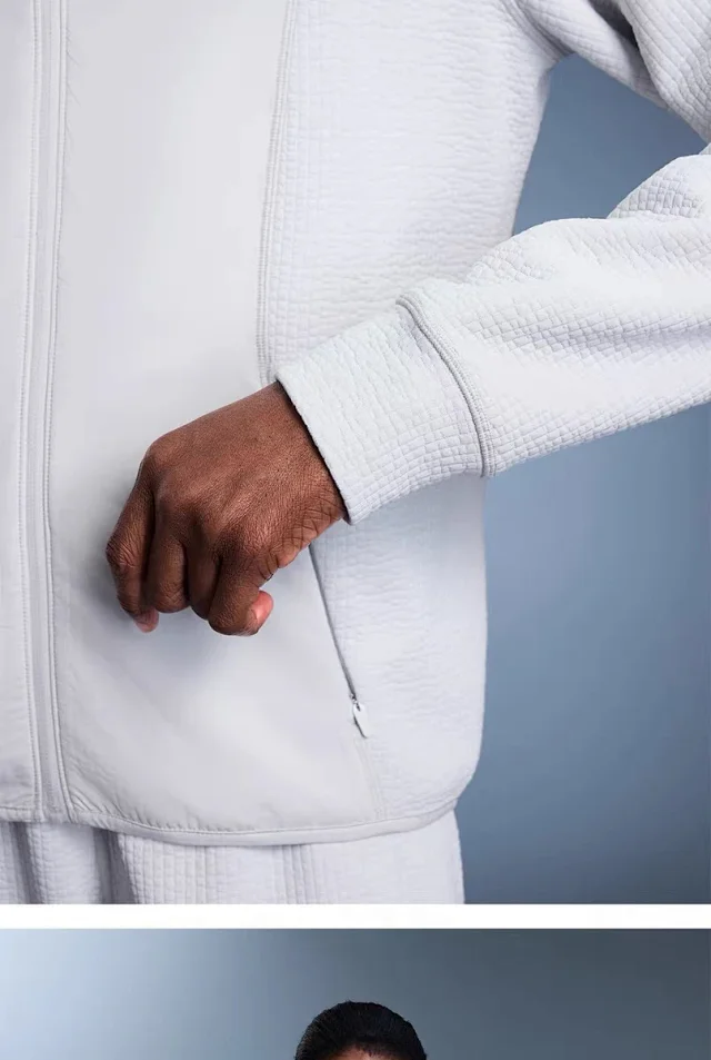 Alo Jackets Full-Zip High-Collar Jacket with Textured Sleeves product detail image 23