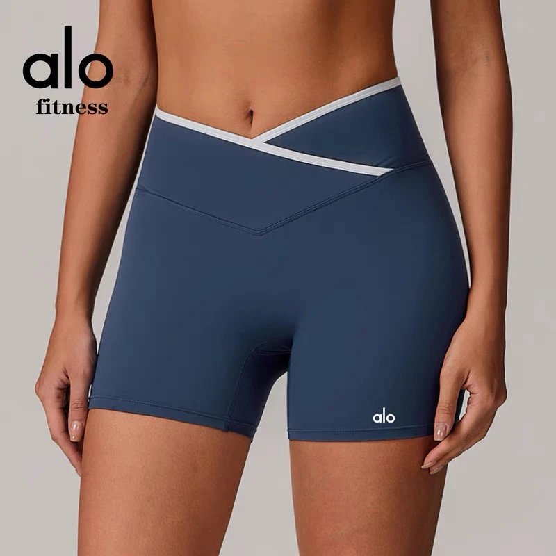 Alo Yoga Shorts High-waisted contrast crossover waistband biker image 9