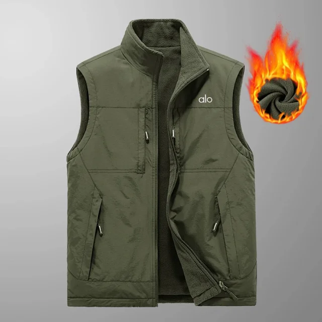 Alo Vests Reversible fleece-lined zip vest with stand collar and multiple pockets product detail image 8