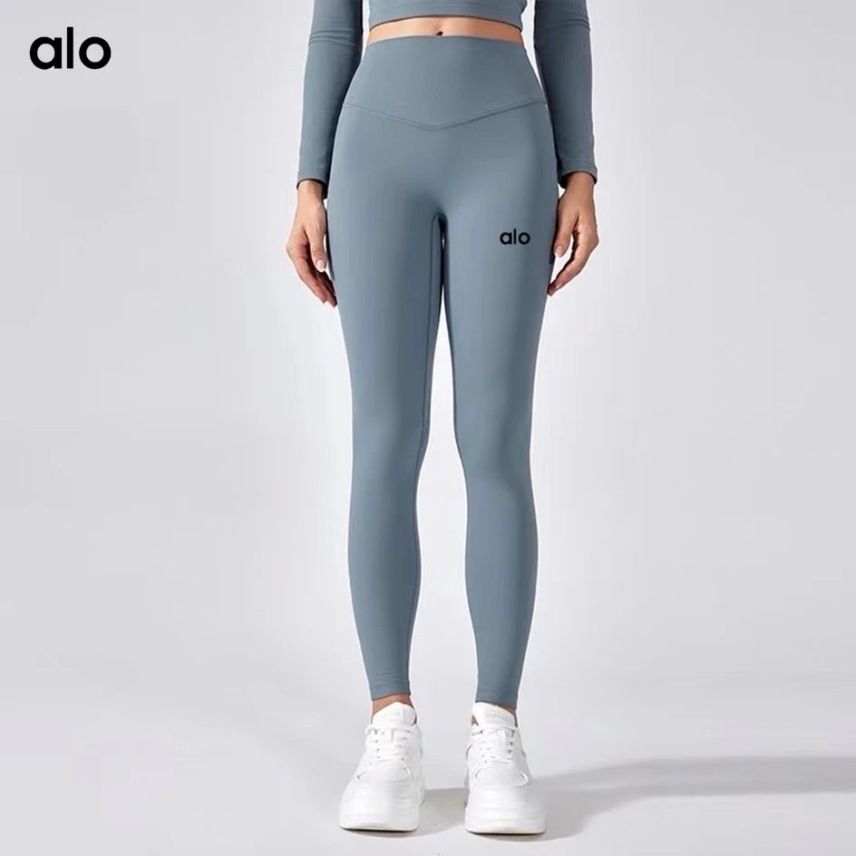 Alo Trousers High-Waisted V-Waist Yoga Leggings — Belgian Blue
