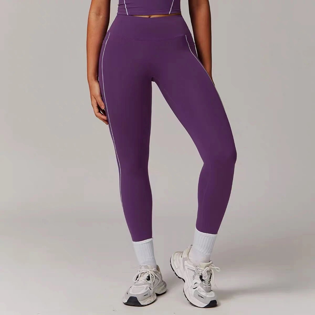 Alo Yoga Trousers High-Waisted Side-Pocket Contrast-Piping Leggings image 8
