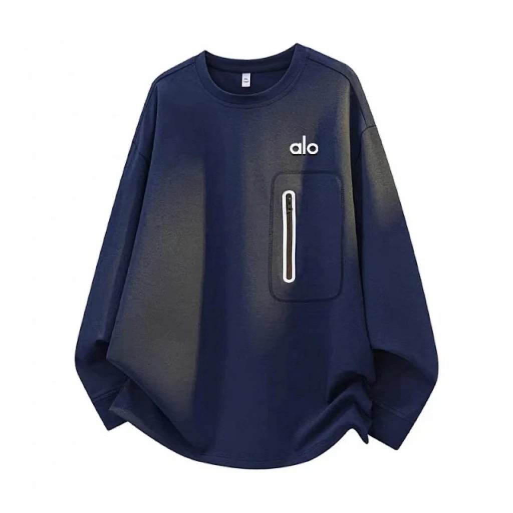 Alo Hoodies & Sweatshirts Crewneck sweatshirt with zip chest pocket — Dark blue