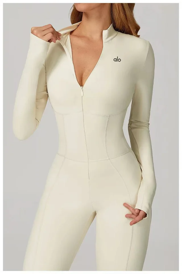 Alo Jumpsuits Long-Sleeve Stand-Collar Zip-Front Activewear Jumpsuit product detail image 18