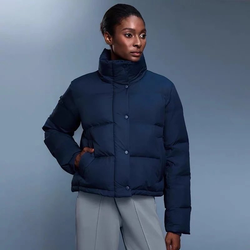 Alo Down Jackets Cropped hooded puffer jacket — Shale Blue