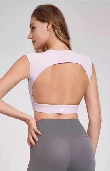 Alo Yoga Open Back Sports Bra Plum Activewear - 25