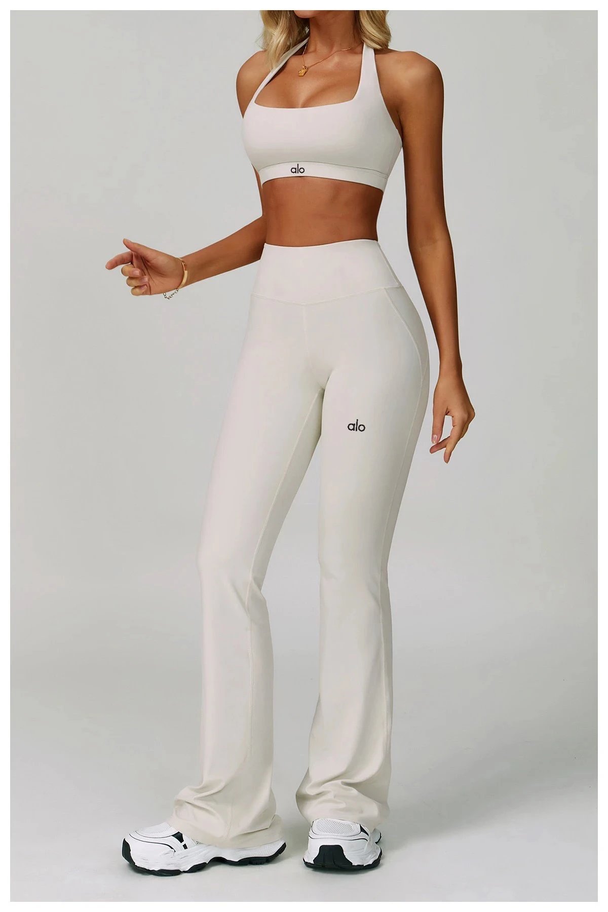 Alo Yoga High-Waisted Flare Leggings Navy Activewear Set - 41