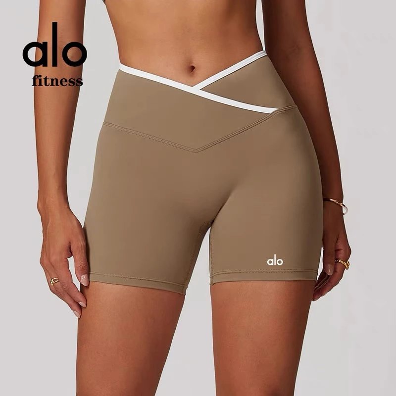 Alo Yoga Shorts High-waisted contrast crossover waistband biker image 11