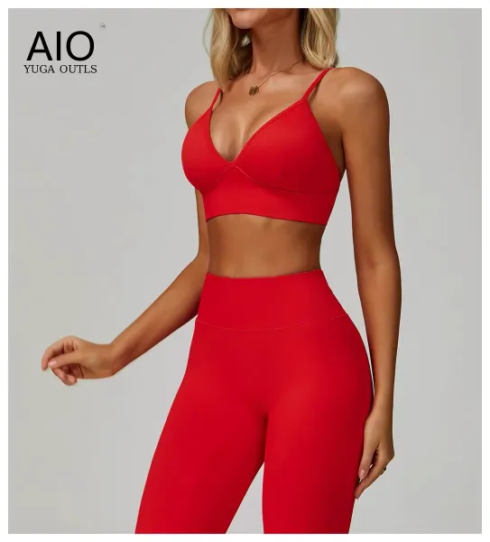 Design AIO Yoga Outls V-Neck Sports Bra Navy Blue Activewear - 30