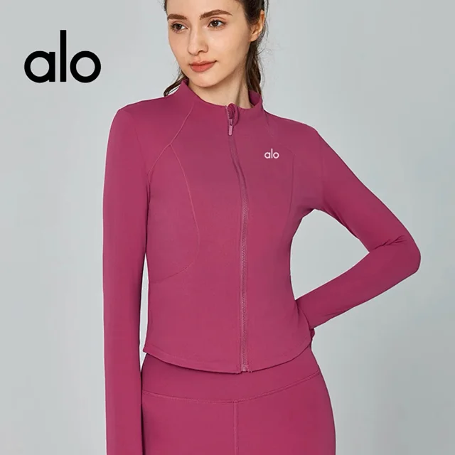Alo Yoga Jackets Fitted zip-up stand-collar athletic jacket product detail image 2