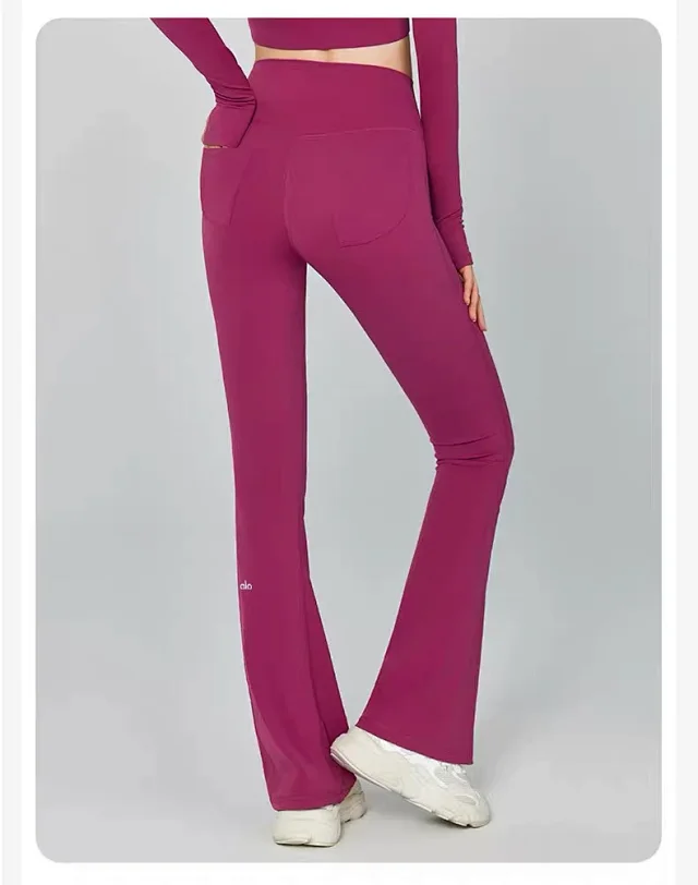 Alo Yoga Trousers High-Waisted Flared Pants with Pockets product detail image 22