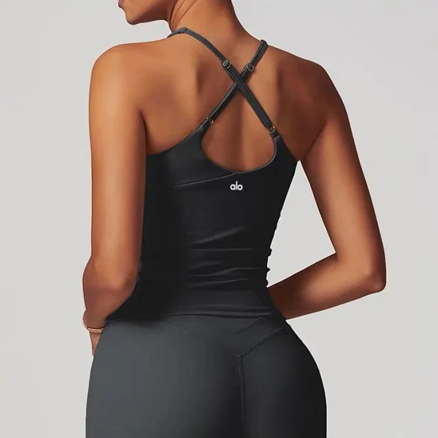Alo Yoga Underwear Women’s strappy cross-back padded sports bra tank product detail image 8